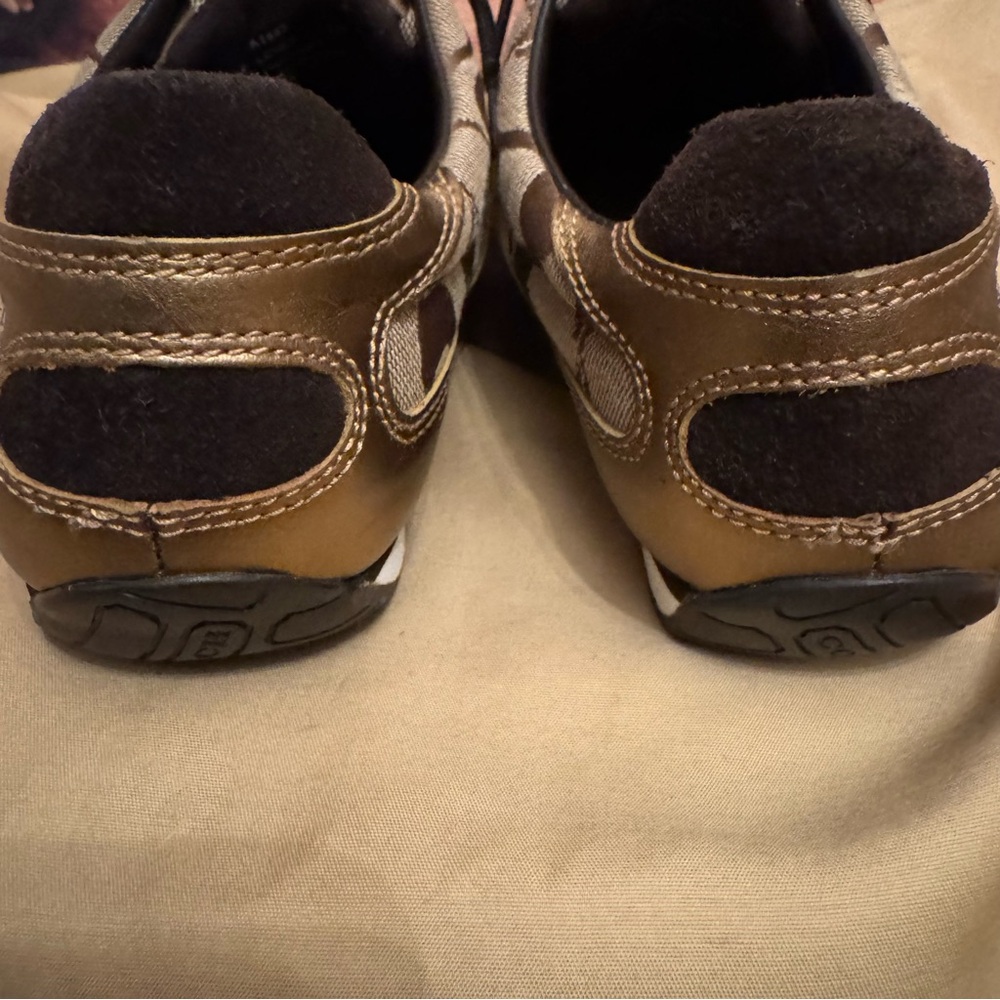 Coach Brown Signature Monogram Lace-Up Sneakers with Black Suede - Picture 5 of 8